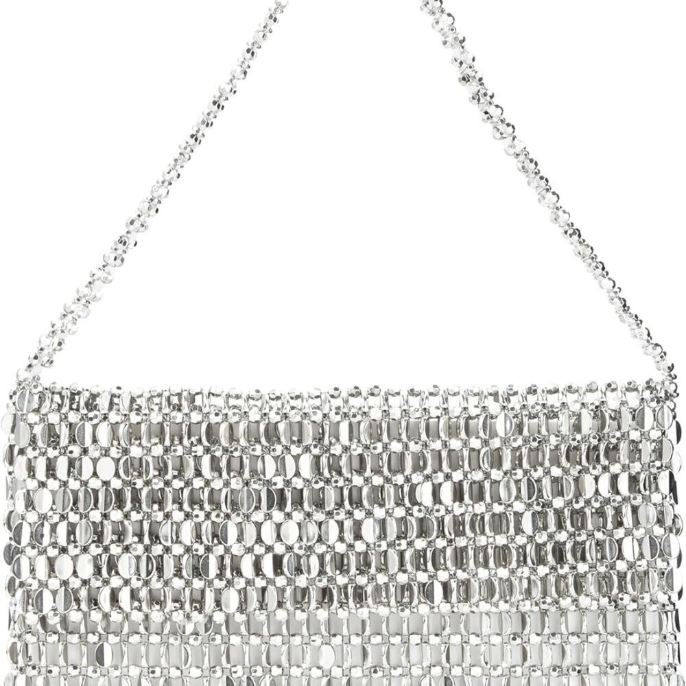 Vintage Style Acrylic Silver Sequin Handbag Evening Clutch for Weddings Parties